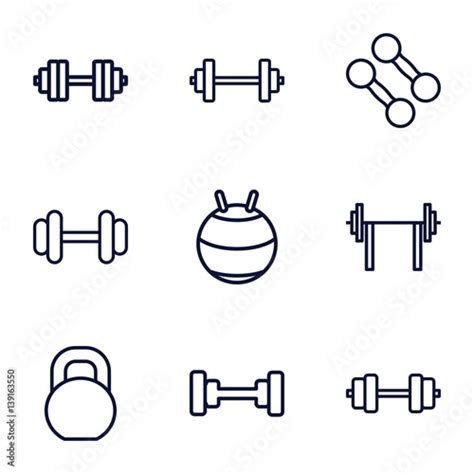 "Set of 9 dumbbell outline icons" Stock image and royalty-free vector files on Fotolia.com - Pic ...