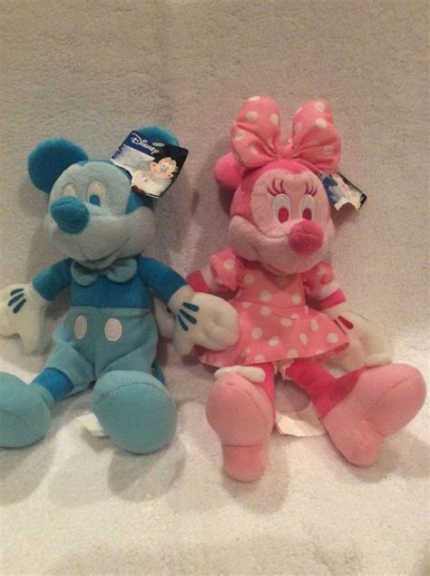 Disney Baby Blue Mickey Mouse & Pink Minnie Mouse Plush Stuffed Animal | #2006769650