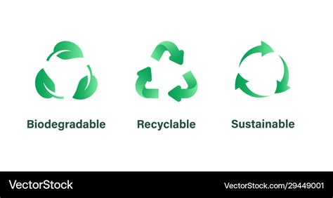 Biodegradable recyclable and sustainable signs Vector Image