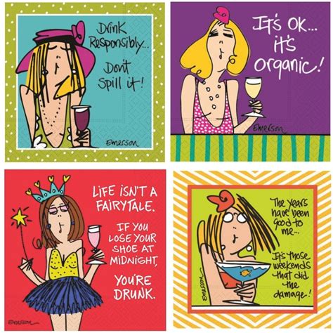 Amazon.com: Wine Cocktail Napkins Funny Party Phrases Variety Pack 40 ...