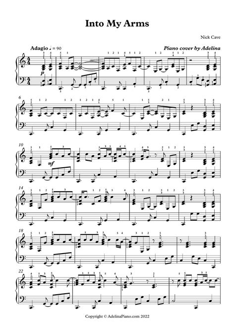 Nick Cave - Into My Arms Sheet by Adelina Piano