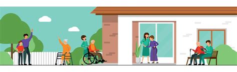 Nursing Home Colored Flat Characters Composition 4728052 Vector Art at ...