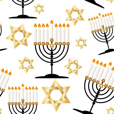 Seamless Background With Traditional Symbols Of Hanukkah Stock ...