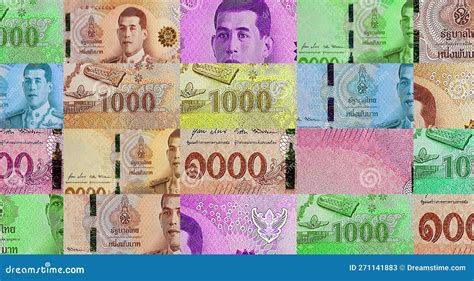 Thai Baht 1000 THB Banknotes Abstract Color Mosaic Pattern Stock ...