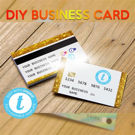 Business Card Template. Credit Card Design Instant Download | Etsy