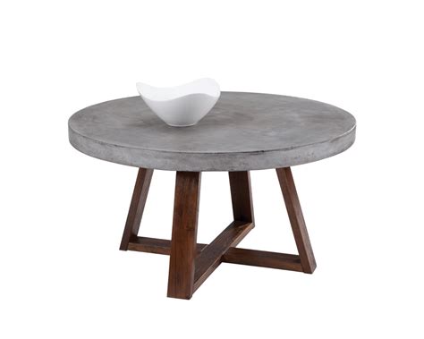 DAVON GREY CONCRETE - MEDIUM BROWN COFFEE TABLE | Round wood coffee table, Coffee table wood ...