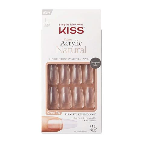 Kiss Salon Acrylic Natural Nails Clear Long Length, 28 Ea, 2 Pack - Walmart.com