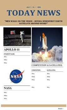 Space Race (Cold War) Newspaper Activity (Editable) by Da Silva Lining