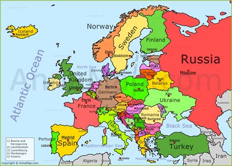 Europe Map | Political map of Europe with countries - AnnaMap.com