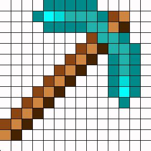 Minecraft Diamond Pickaxe Perler Bead Pattern | Bead Sprites | Misc ...