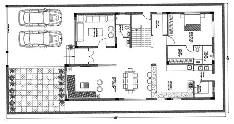 40'x80' house design cad drawing is given in this cad file. Download this cad file now. - Cadbull