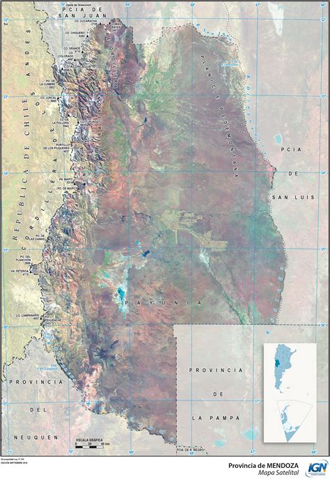 Satellite map of the Province of Mendoza, Argentina | Gifex