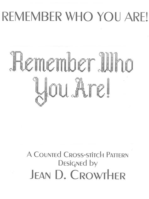 Remember Who You Are! (Cross Stitch Pattern) | Horizon Publishers' Bookstore