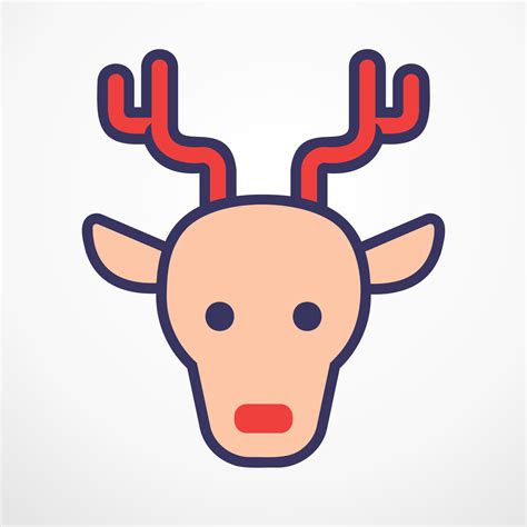 Reindeer christmas flat line vector illustration. 3483500 Vector Art at ...