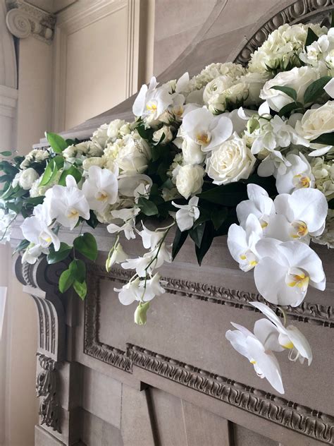 Cairnwood Estate Wedding Mantel Flowers with cascading orchids Mantel Flowers, Bryn Athyn ...