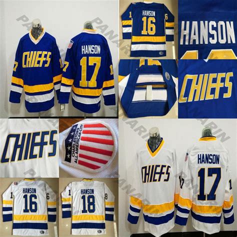 Charlestown Mens 16 Jack HANSON Jerseys 17 Steve HAN ICE Hockey Jersey Embroidery Vintage 18 ...