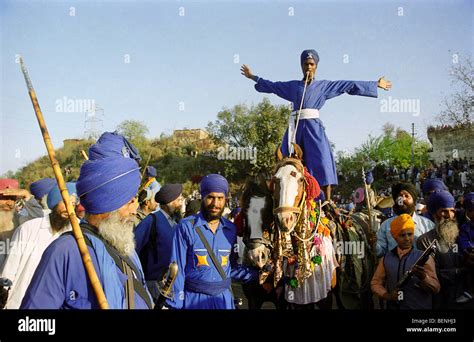 Nihangs in Holla Mohalla festival at Anandpur Sahib Punjab India Stock ...