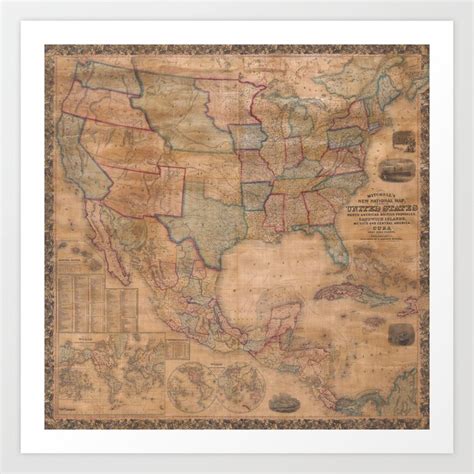 Vintage Map of the United States Art Print by retroartfunkpop | Society6