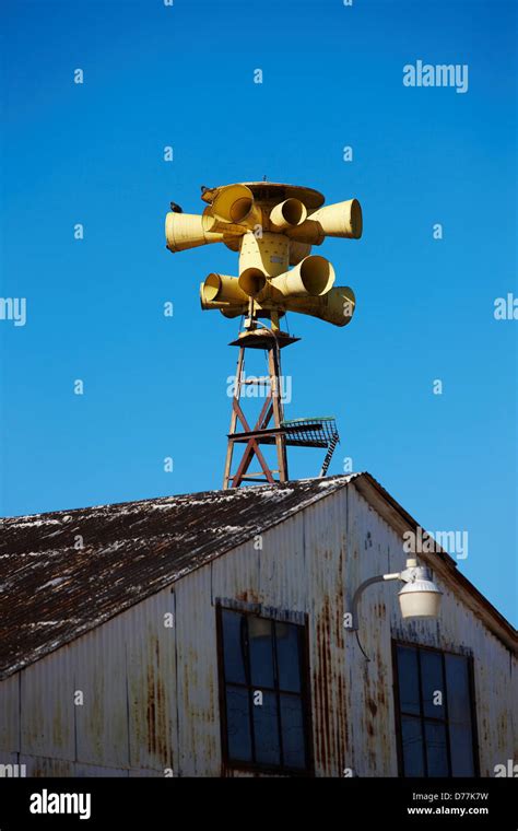 USA Oklahoma Picher Tornado siren atop abandoned building Stock Photo - Alamy