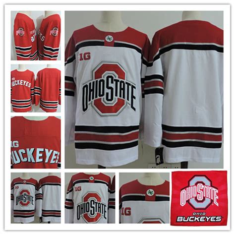 2019 Mens NCAA BIG TEN Ohio State Buckeyes College Hockey Jerseys White ...