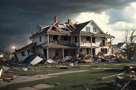 Premium AI Image | Houses destruction with tornado catastrophe