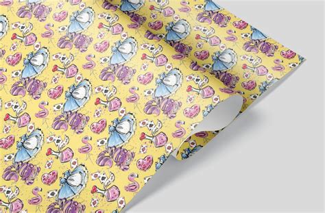 Alice in Wonderland Wrapping Paper Sheets Set of 3 The Mad | Etsy