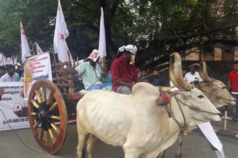 DYFI protests against petrol hike, marches with bullock carts to central govt offices in Kerala