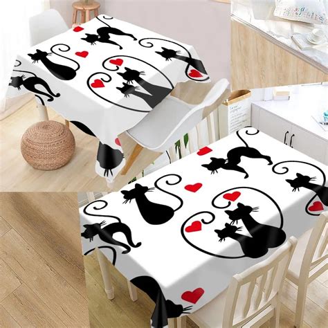 Cat Animals Custom Table Cloth Oxford Print Rectangular Waterproof ...