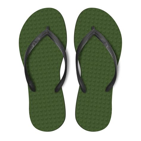 Women's Sustainable Flip Flops Army Green with Black Straps – Green ...