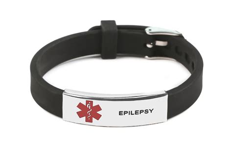 Amazon.com: Epilepsy Medical Alert Bracelet Silicone (Pack of 5) Purple, Black, Red, Blue, Grey ...