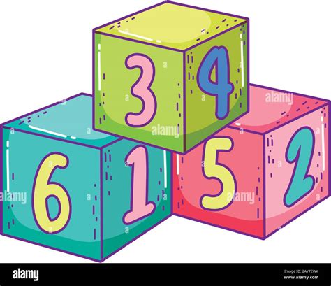 toys pile cube numbers blocks building cartoon vector illustration ...