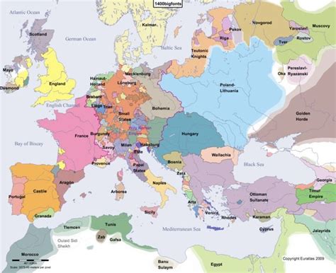 Map of Europe in Year 1400 | Mapa de europa, Mapa historico, Historia de europa