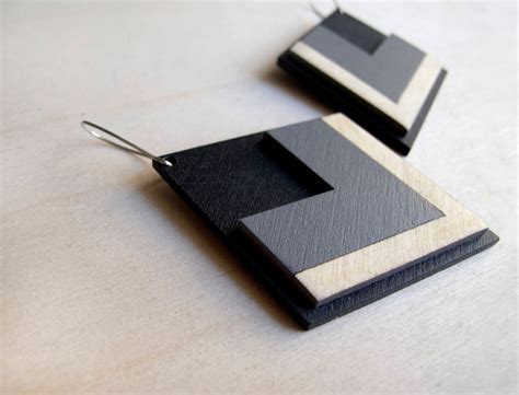 Geometric Wooden Earrings Laser Cut Earrings Wooden - Etsy