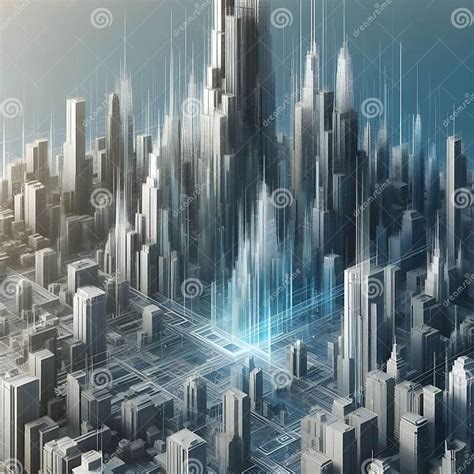 Cyber City Concept Art Architecture, Illustration 3D. Stock ...