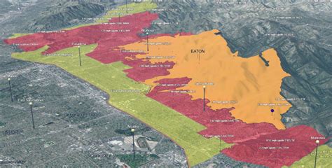 Interactive 3D map shows Eaton Fire perimeter, evacuation areas