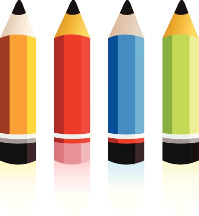 Four Different Colored Cartoon Pencils Stock Illustration - Download ...