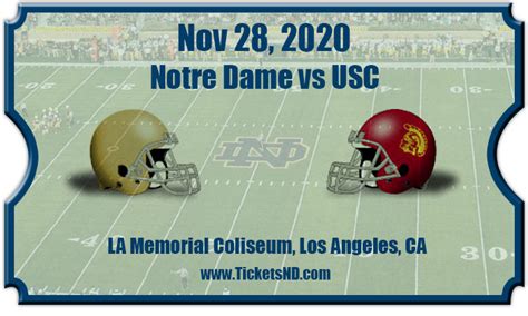 Notre Dame Fighting Irish vs USC Trojans Football Tickets | 11/28/20 ...