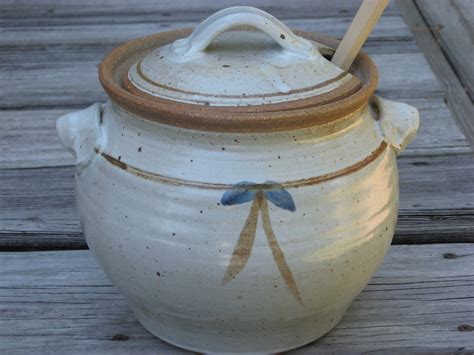 Vintage Handmade Pottery Bean Pot/ Soup Tureen/ Serving Bowl