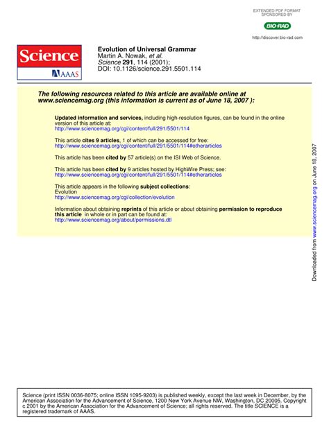 (PDF) Evolution of Universal Grammar