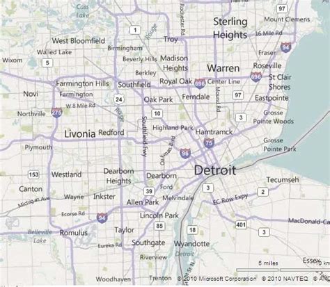 1. Map of Detroit Metropolitan Area (Bing.com, 2010) | Download ...