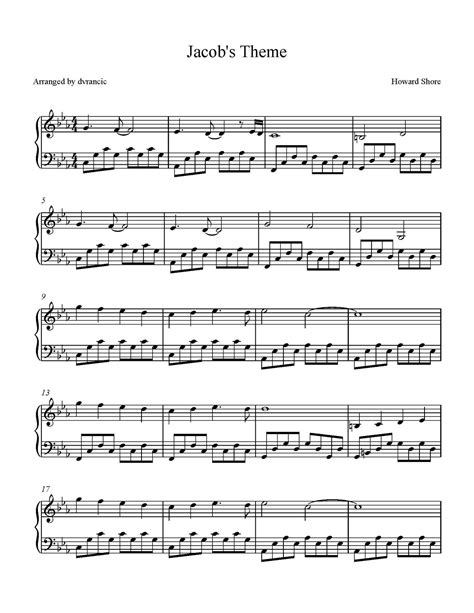 Jacob's Theme - Sheet Music: Free Sheet Music for Jacob's Theme ...