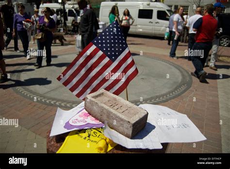 Boston Marathon bombing temporary memorial at Copley Square Boston ...