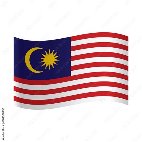 Malaysia flag, National flag of Malaysia: red and white horizontal stripes with yellow crescent ...