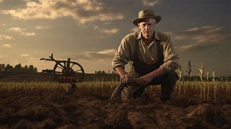 Premium AI Image | A photo of a farmer with a soil aerator