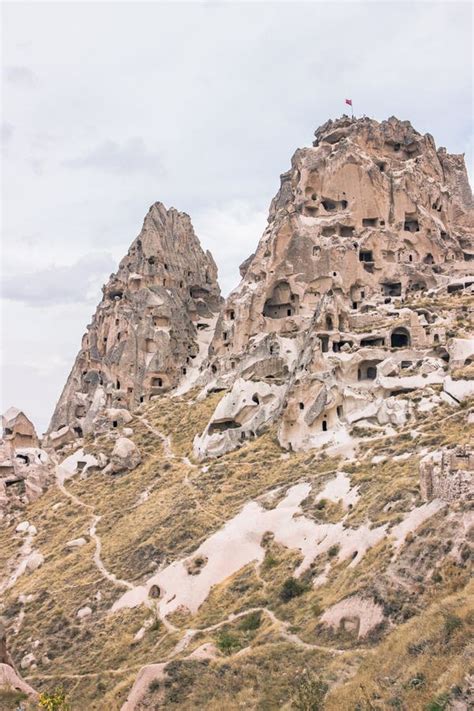 Landscape of Uchisar Castle in Cappadocia Stock Photo - Image of mountains, landform: 144041246