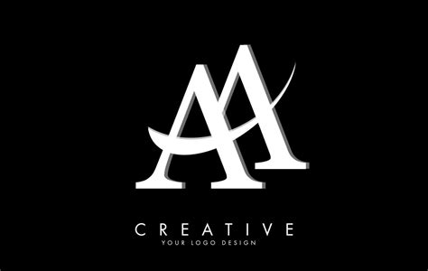 Double AA A letters logo with white swoosh and black background. 5038241 Vector Art at Vecteezy