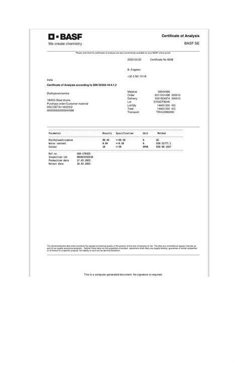 Diethylenetriamine Deta at Rs 280/kg | Industrial Chemical in Kolkata | ID: 2852766662091