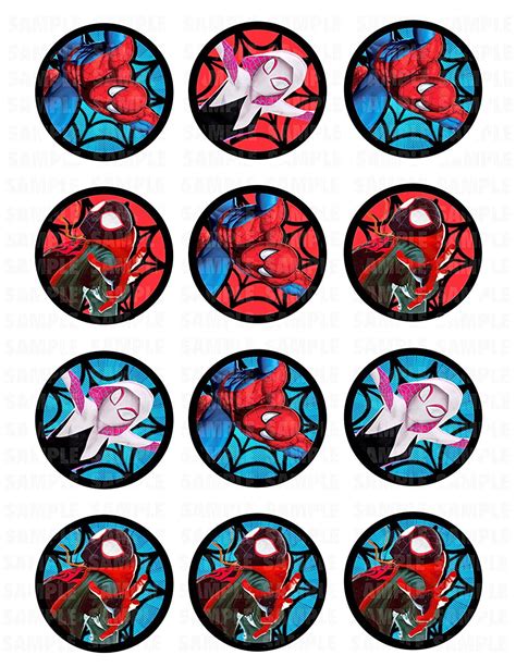 Spider Man Into the Spider-Verse Edible Cupcake Toppers (12 Images ...