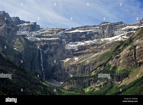 The Cirque de Gavarnie and the Gavarnie Falls / Grande Cascade de Gavarnie, highest waterfall of ...