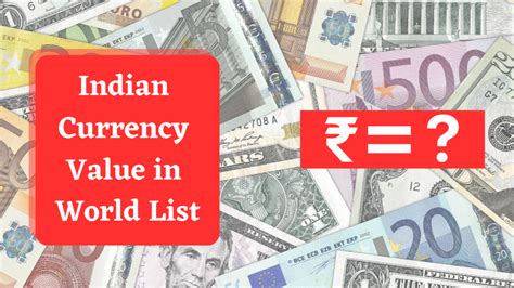 इंडियन करेंसी वैल्यू इन वर्ल्ड List | Indian currency value in world ...